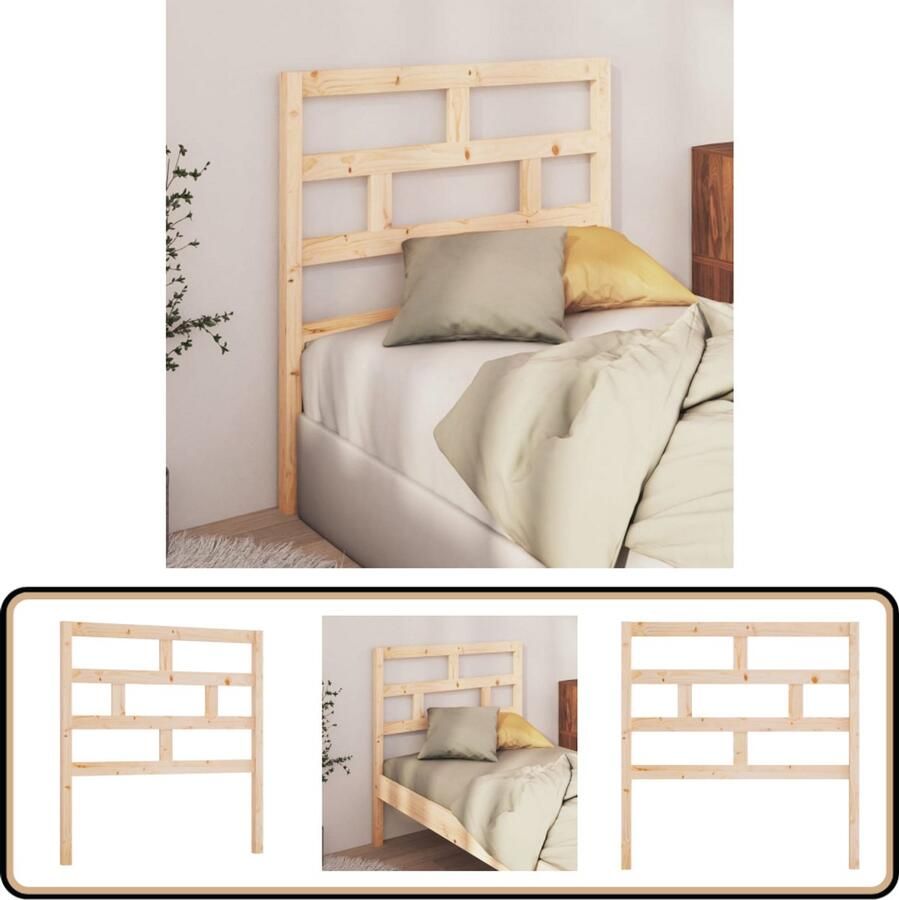 VidaXL Hoofdbord Massief Grenenhout 96x100 cm Houten Hoofdbord Hoofdeinde Klassieke Stijl Massief Grenenhout Bruine Kleur Beddecoratie Slaapkamervloerisolator Kamerinrichting Luxe Bedbank Comfortabel Slapen