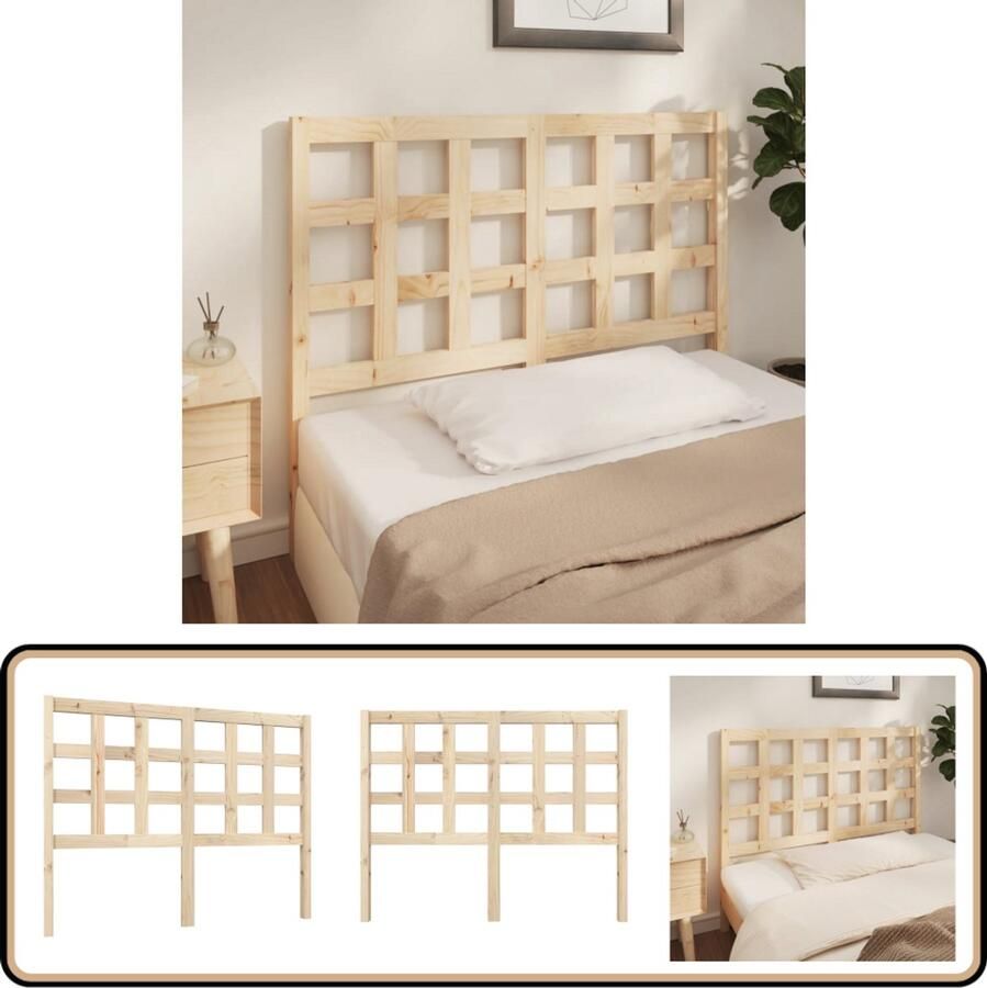 VidaXL Hoofdbord Grenenhout 125 5x100 cm Houten Hoofdeinde Hoofd Bord Hoofdkussen Bedroom Decor Slaapkamervlooring