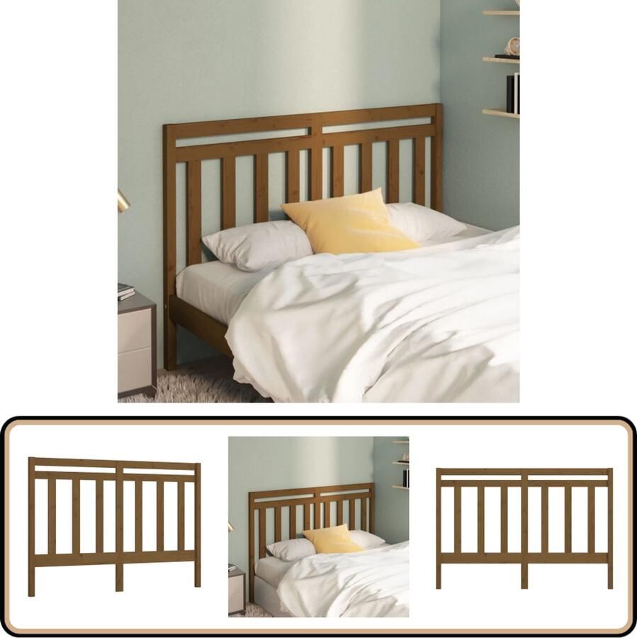 VidaXL Hoofdbord Grenenhout 146x100 cm Honingbruin Houten Hoofdbord Klassieke Stijl Hoofd Bord Beddecoratie Kamer Decoreren