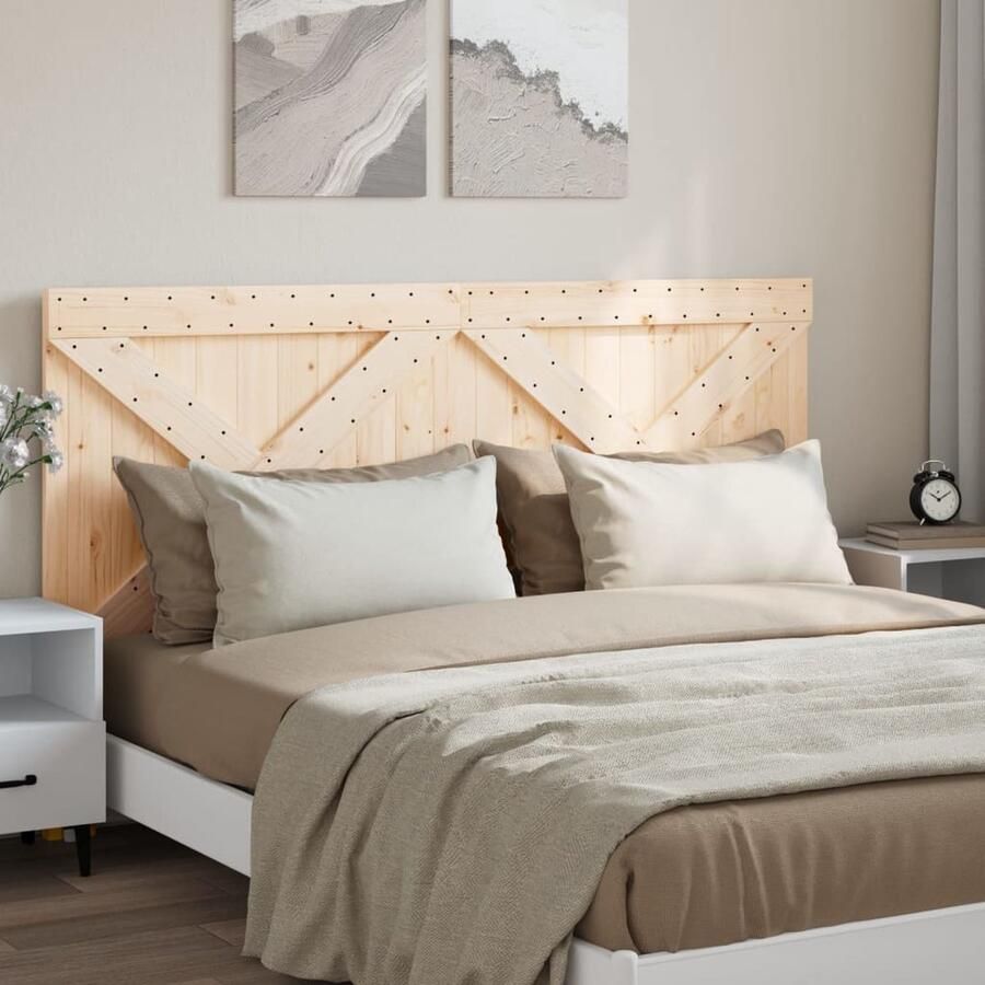 VidaXL Hoofdbord Grenenhout 180x104 cm Houten Hoofdbord Hoofdeinde Bed Massief Grenenhout Bruine Hoofdbord Landelijke Stijl Comfortabel Hoofdeinde Bedroom Decor Slaapkamervloerisolator - Foto 2