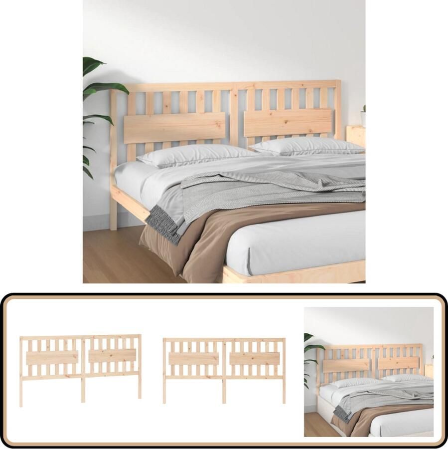 VidaXL Hoofdbord Grenenhout 185 5x100 cm Houten Hoofdbord Hoofddekens Rustic Interieur Beddecoratie Slaapkamers