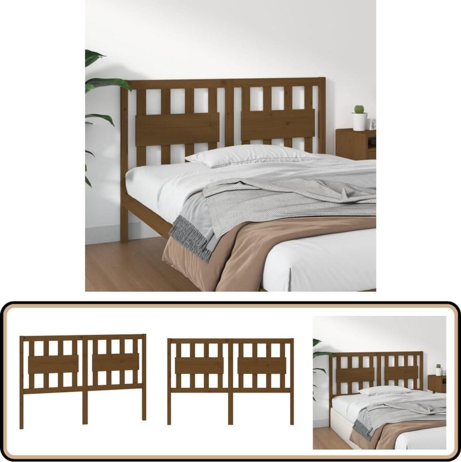 VidaXL Hoofdbord Grenenhout Honingbruin 125 5x100 cm Hoofdboard Houten Hoofdbord Grenenhout Hoofdbord Bruine Hoofdbord Vintage Hoofdbord Landelijk Hoofdbord Voor Tweepersoonsbed