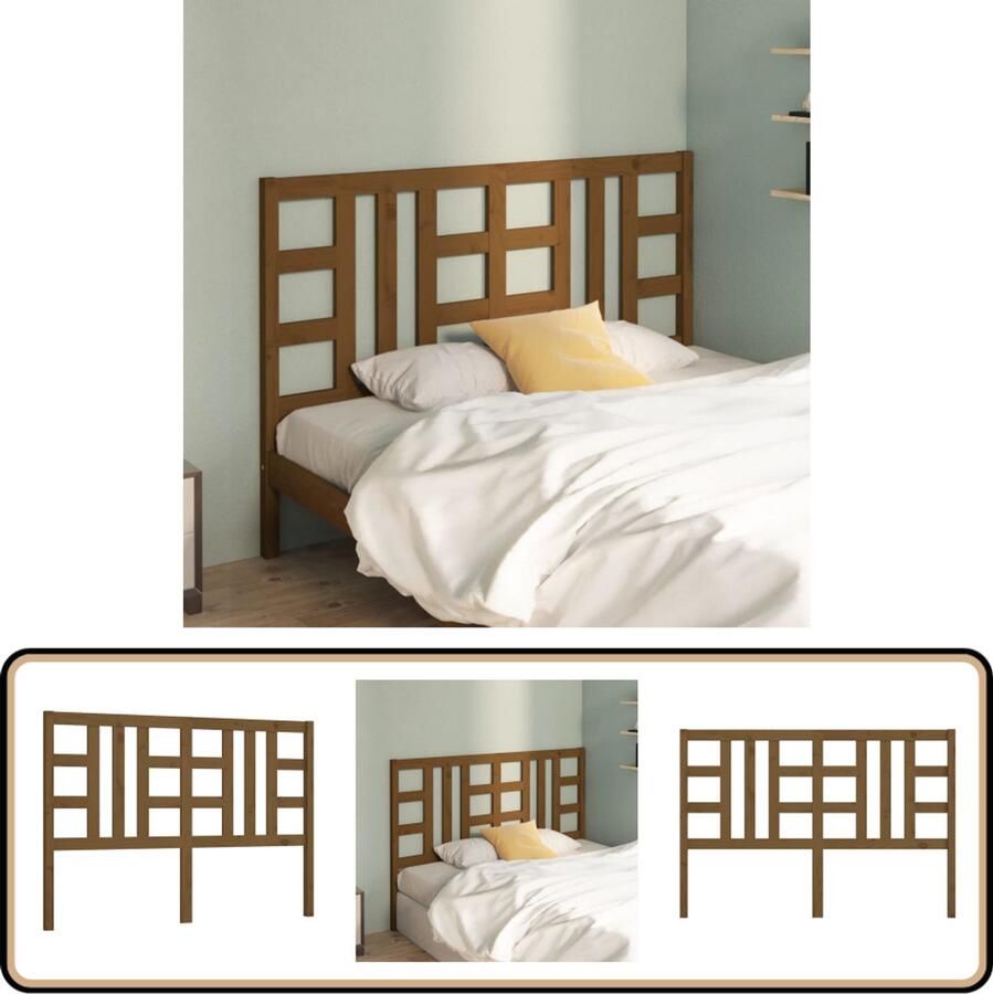 VidaXL Hoofdbord Grenenhout Honingbruin 146x100 cm Hoofd Bord Beddecoratie Hoofdeinde Grenenhout Meubilair Bruine Kamer Accessoires