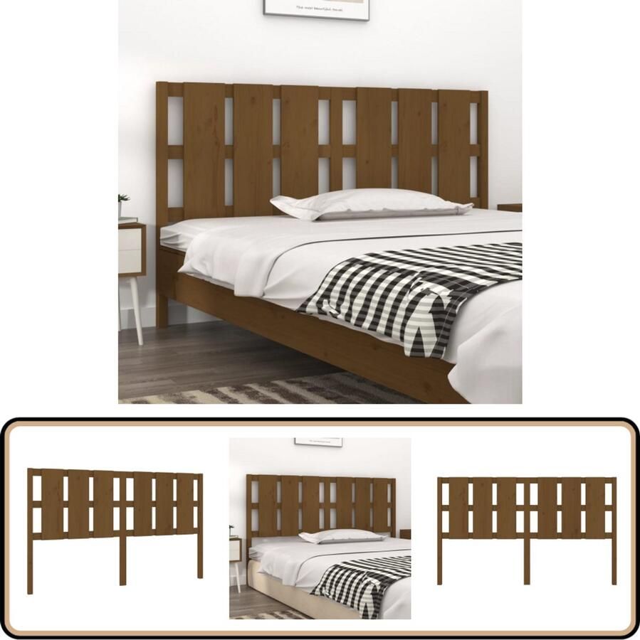 VidaXL Hoofdbord Grenenhout Honingbruin 185 5x100 cm Houten Hoofdbord Hoofdboard Hoofdeinde Rustic Decor Vintage Interieur Slaapkamerdecoratie Houtdesign Bruine Kleuren