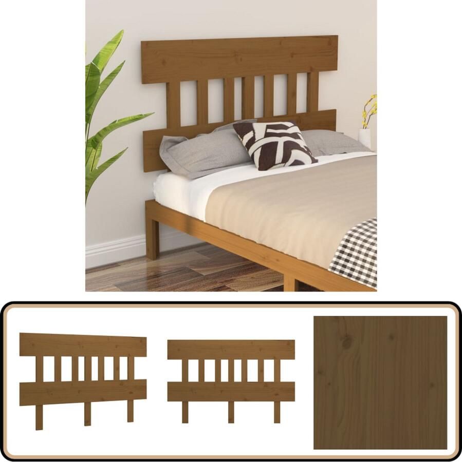 VidaXL Hoofdbord Grenenhout Honingbruin 203 5 cm Houten Hoofdbord Hoofdboard Grenenhout Rustic Design Bruine Kleuren
