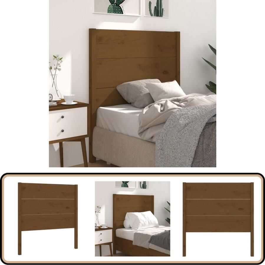 VidaXL Hoofdbord Grenenhout Honingbruin 81x100cm Hoofdboard Hoofdeinde Houten Hoofdbord Rustic Interieur Bed Frame Slaapkamer Decoratie Grenenhout Meubels