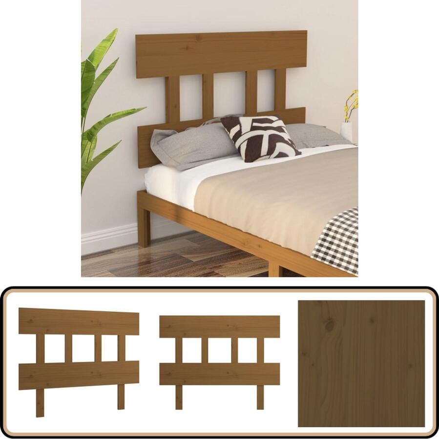 VidaXL Hoofdbord Grenenhout Honingbruin 93 5x81 cm Houten Hoofdbord Hoofddekens Beddecoratie Slaapkamers Grenenhout Meubels