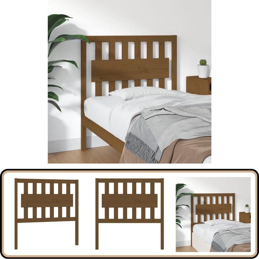 VidaXL Hoofdbord Grenenhout Honingbruin 95 5x100 cm Hoofdboard Beddecoratie Houten Hoofdbord Rustic Interieur Grenenhout