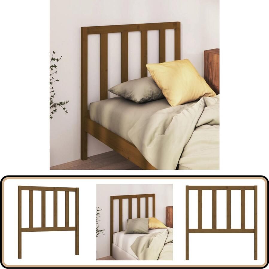 VidaXL Hoofdbord Grenenhout Honingbruin 96x100 cm Houten Hoofdbord Hoofdeinde Klassieke Stijl Beddecoratie Kamer Decoreren