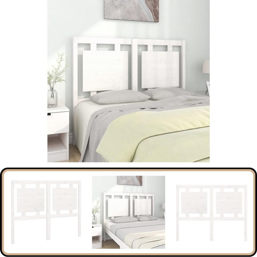 VidaXL Hoofdbord Grenenhout Wit 125 5x100 cm Houten Hoofdbord Hoofddekens Slaapkamers Bedkamerdecoratie Grenenhout Meubels Wit Meubel Massief Hout Comfortabel Hoofdbord Trendy Hoofdbord Rustiek Interieur Vintage Stijl