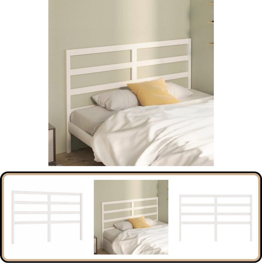 VidaXL Hoofdbord Grenenhout Wit 126x100 cm Houten Hoofdbord Hoofdeinde Klassieke Stijl Wit Hoofdbord Grenenhout Hoofdbord Beddecoratie Slaapkamervloerisolator Kamer Decoreren