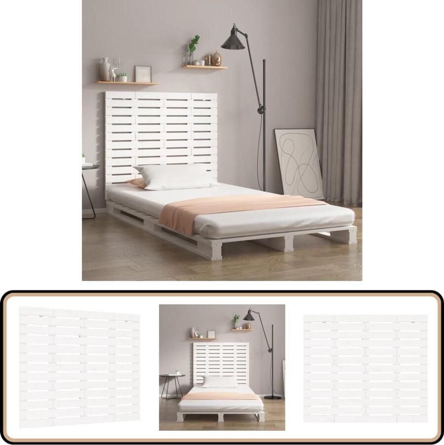 VidaXL Hoofdbord Wandmontage 126x3x91 5 cm Wit Wandhoofdbord Hoofdboard Grenenhout Hout Wit Klassieke Stijl Slaapkamervloerisolator Comfortabel Leeshoek Tvkijken Decoratief