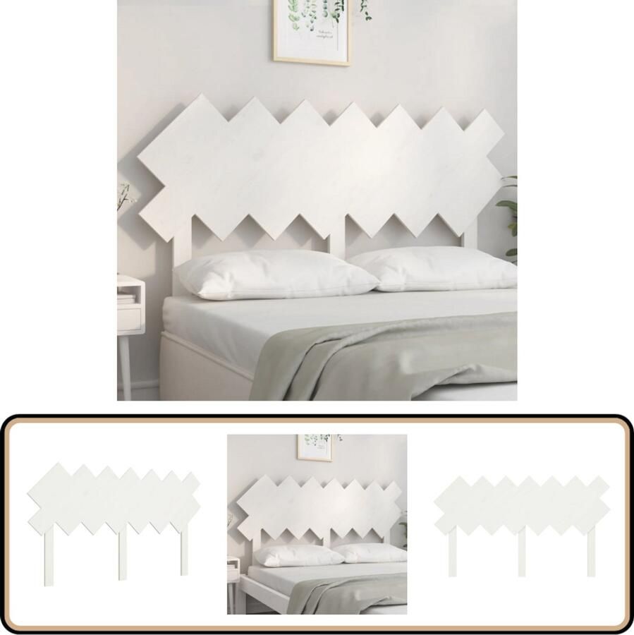 VidaXL Hoofdbord Grenenhout Wit 151 5x81 cm Houten Hoofdbord Hoofddekens Slaapkamers Beddecoratie Rustieke Stijl