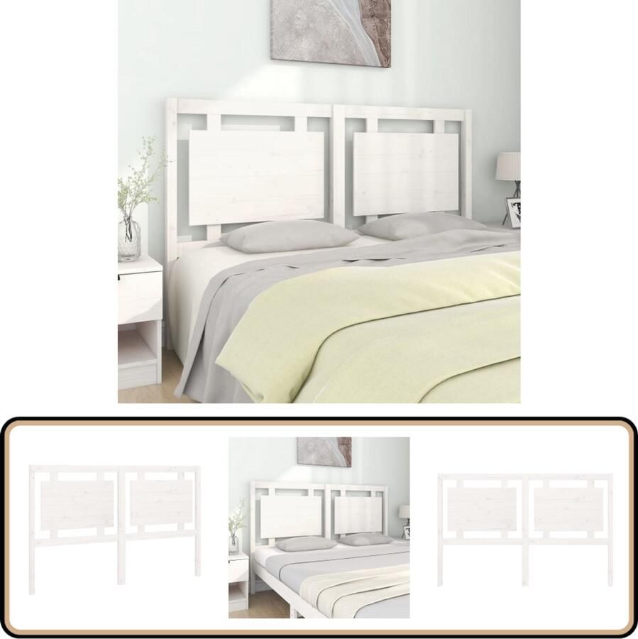 VidaXL Hoofdbord Grenenhout Wit 155x4x100 cm Houten Hoofdbord Kopen Massief Grenenhout Rustic Interieur Witte Meubels