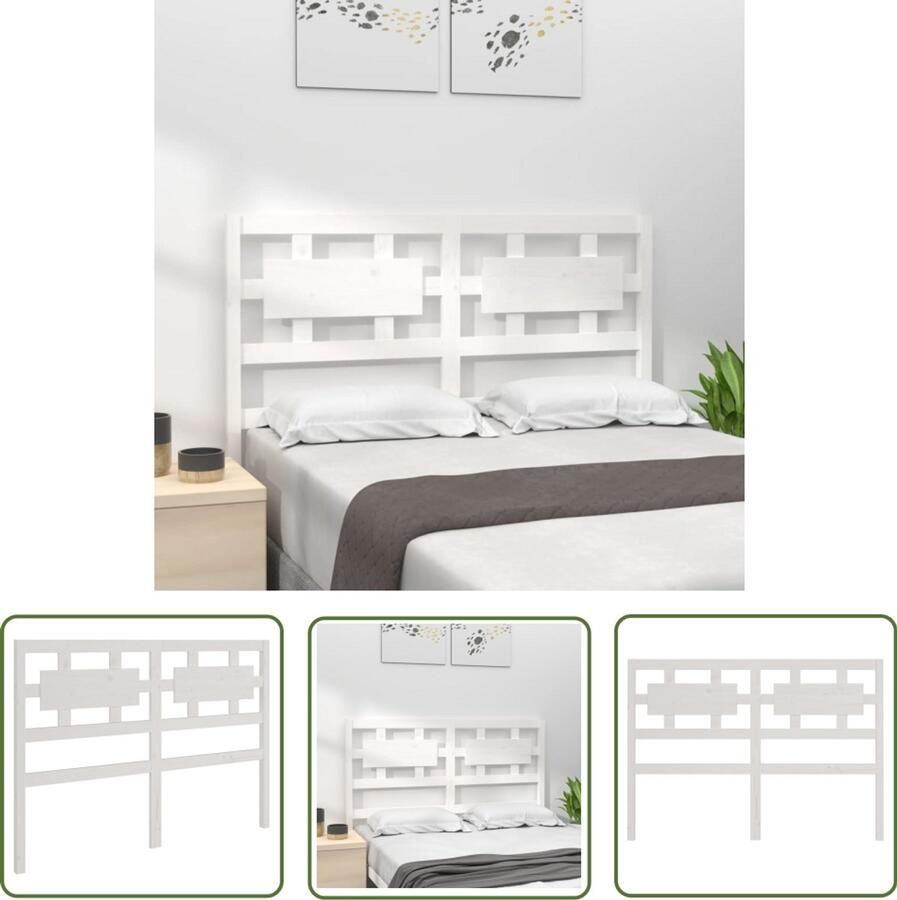 The Living Store Hoofdbord 165 5x4x100 cm massief grenenhout wit Houten Hoofdeinde Hoofdboard Beddecoratie Slaapkamer Decoratie Wit Hoofdeinde - Foto 2