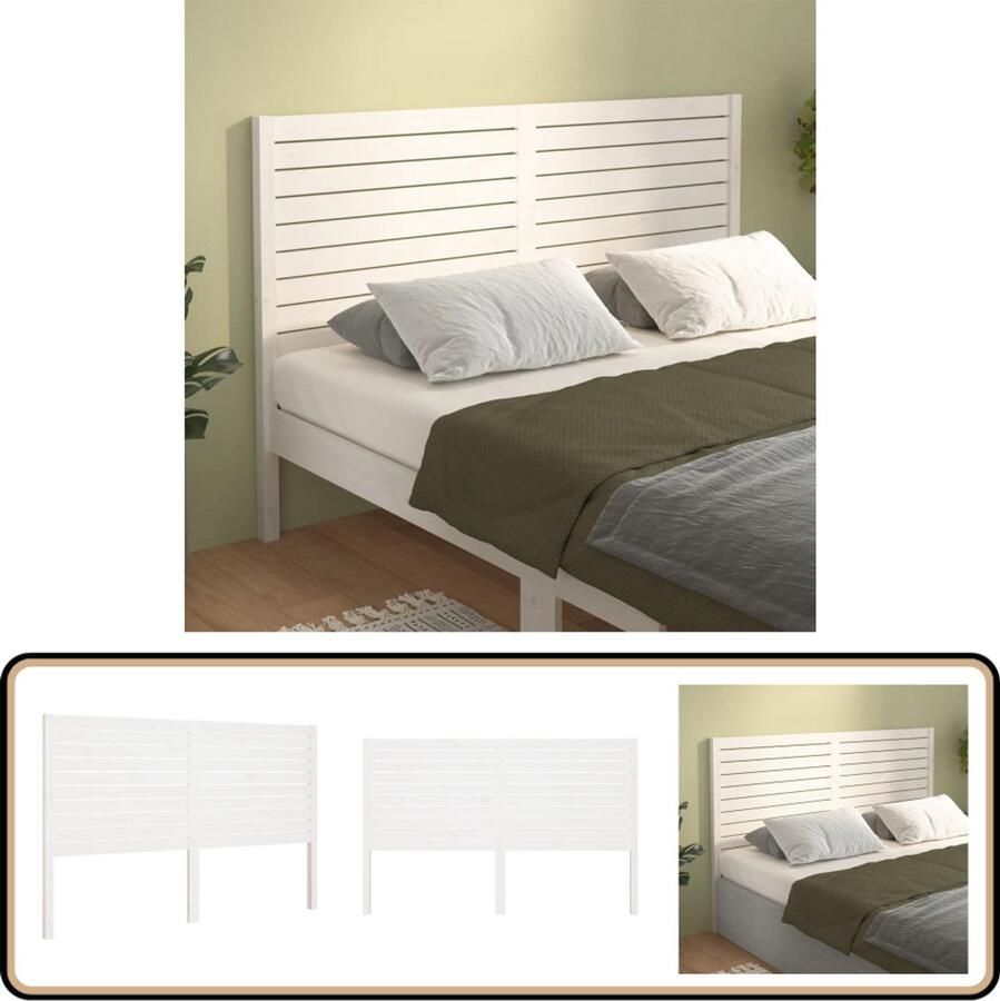 The Living Store Houten Hoofdeinde Grenenhout 166 x 4 x 100 cm Wit Houten Hoofdbord Hoofddekens Beddecoratie Slaapkamers Grenenhout Meubels