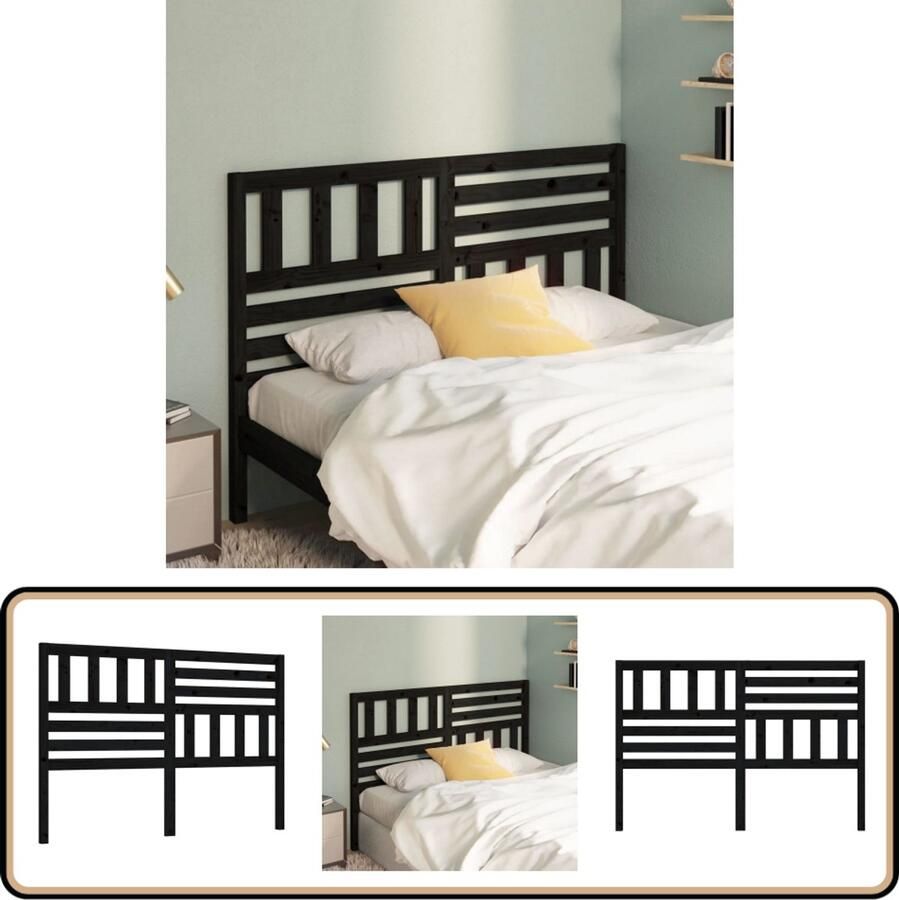 VidaXL Hoofdbord Grenenhout Zwart 166x100 cm Houten Hoofdbord Kopen Klassieke Hoofdbord Zwarte Hoofdbord Massief Grenenhout