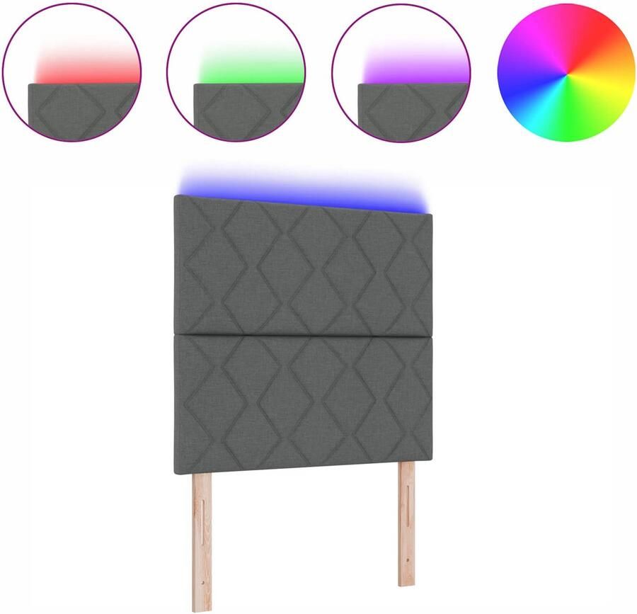 VidaXL Hoofdbord met LED -striplichten Verstelbaar Grijs 100 cm Stof - Foto 2