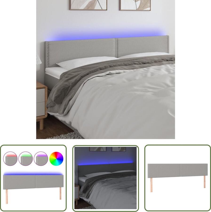 The Living Store Hoofdeind LED-hoofdbord Lichtgrijs 200 x 5 x 78 88 cm Verstelbaar Duurzaam Hoofdboard Led Hoofdbord Grijs Bedding Slaapkamersdecoratie