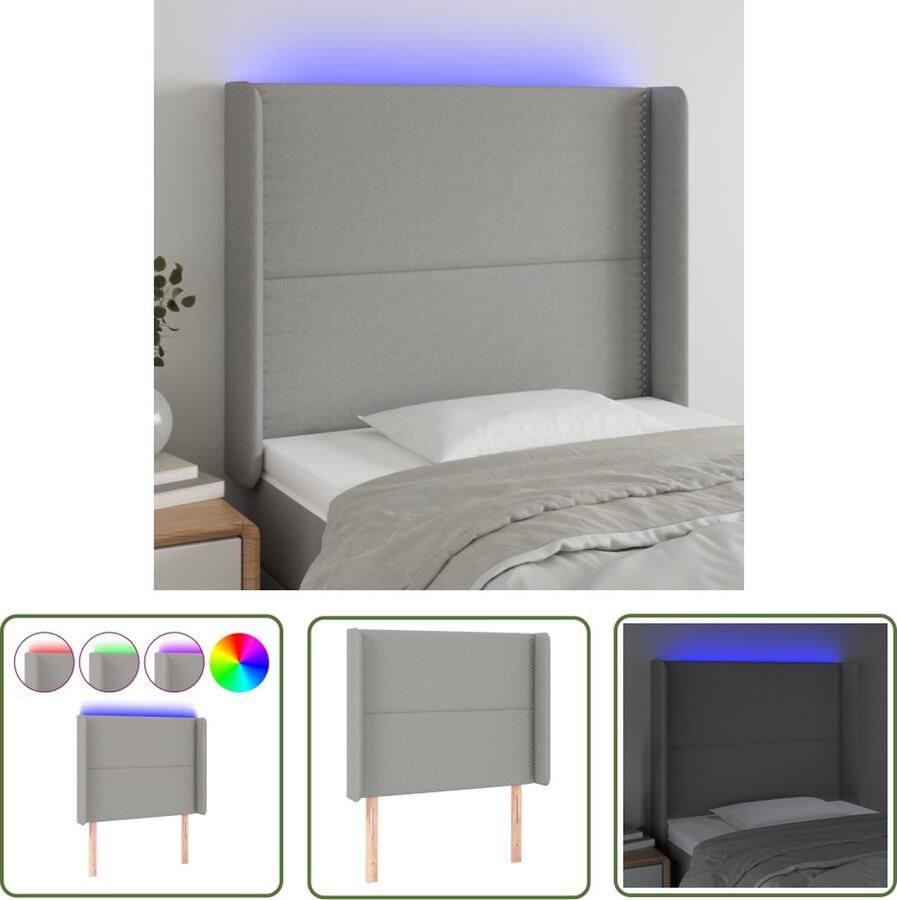 The Living Store LED-Hoofdbord Hoofdeinde 83x16x118 128 cm Lichtgrijs Hoofd Bord Led Hoofdbord Grijs Hoofdbord Met Verlichting Led Lamp Slaap Kamer Decoratie
