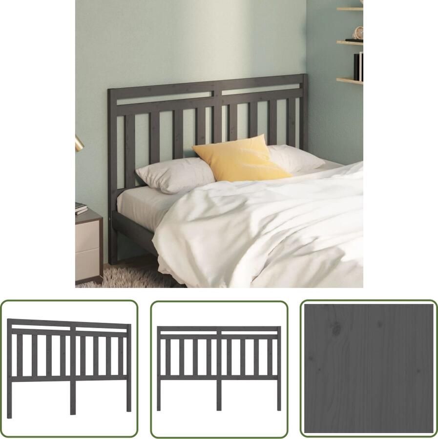 The Living Store Houten Hoofdeinde Grijs 126 x 4 x 100 cm Klassieke Uitstraling Houten Hoofdbord Grijs Hoofddekenskast Bedbanket Griezelige Kamerdecoratie