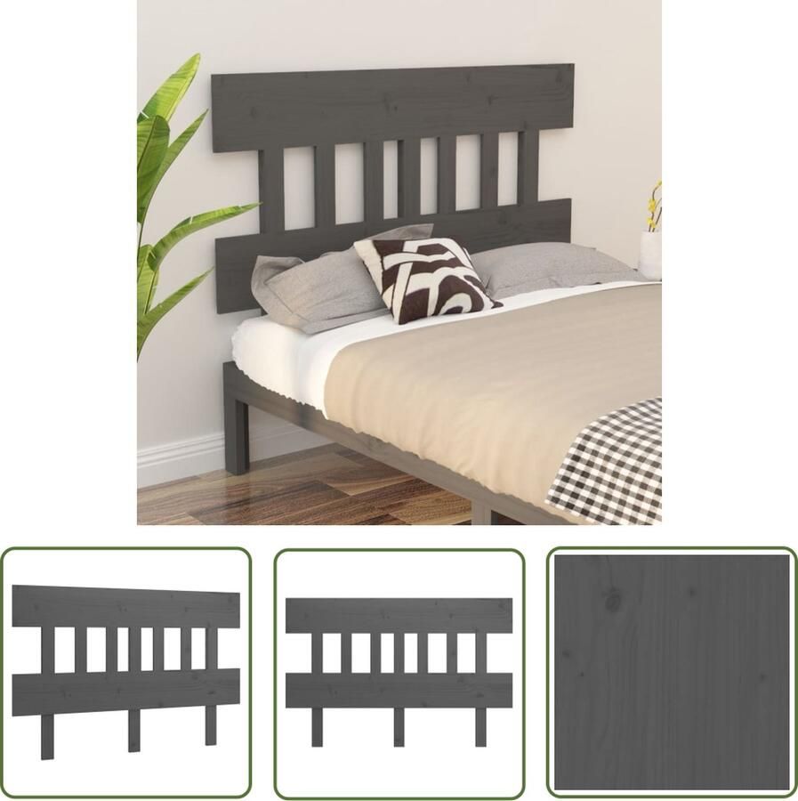 The Living Store Houten Hoofdeinde Grijs 163.5 x 3 x 81 cm Massief Grenenhout Houten Hoofdbord Grijs Hoofddekens Bedroom Decor Rustic Headboard
