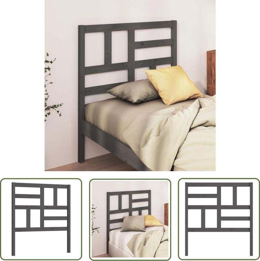 The Living Store Houten Hoofdeinde Grijs 96 x 4 x 104 cm Klassieke Uitstraling Houten Hoofdbord Grijs Klassieke Hoofdbord Hoofdbed Grieze Hoofdbord