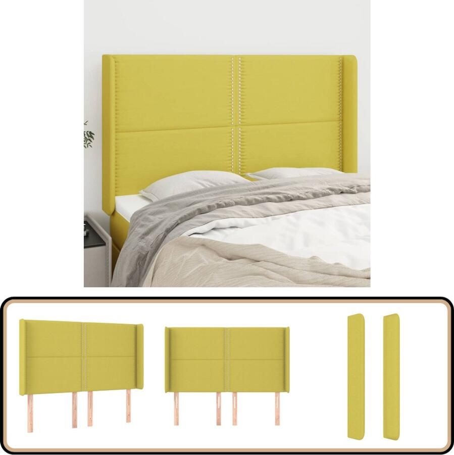 VidaXL Hoofdbord Groen 147x16x118 128 cm Klassieke Hoofdbord Kopen Groene Hoofdbord Stoffen Hoofdbord Beddecoratie