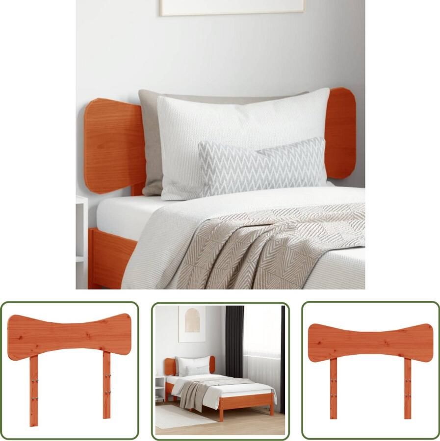 The Living Store Hoofdbord 100 cm massief grenenhout wasbruin Hoofd Bord Hoofdbord Grenenhout Massief Hout Vintage Stijl