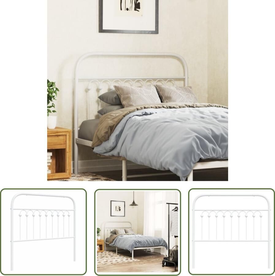 The Living Store Hoofdbord Metalen Bedaccessoires 105 x 3 x 100 cm Staal en Stabiel Hoofd Bord Hoofdbord Beddecoratie Slaapkamer Decoratie Staal Hoofdbord