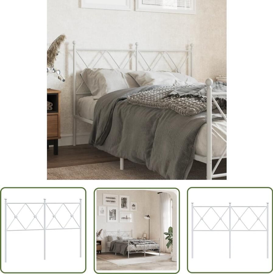 VidaXL Hoofdbord 120 cm metaal wit Hoofd Bord Hoofdbord Bed Hoofdbord Staal Hoofdbord Wit Hoofdbord