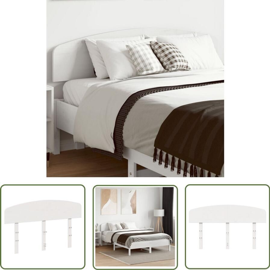 VidaXL Hoofdbord Hoofd Bord Hoofdbord 135 cm massief grenenhout wit Grenenhout Massief Hout Wit