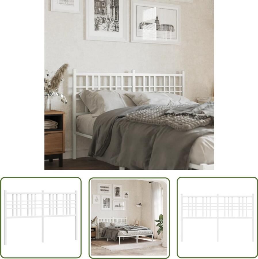 VidaXL Hoofdbord Hoofd Bord Hoofdbord 137 cm metaal wit Metalen Hoofdbord Wit Hoofdbord Staal Hoofdbord