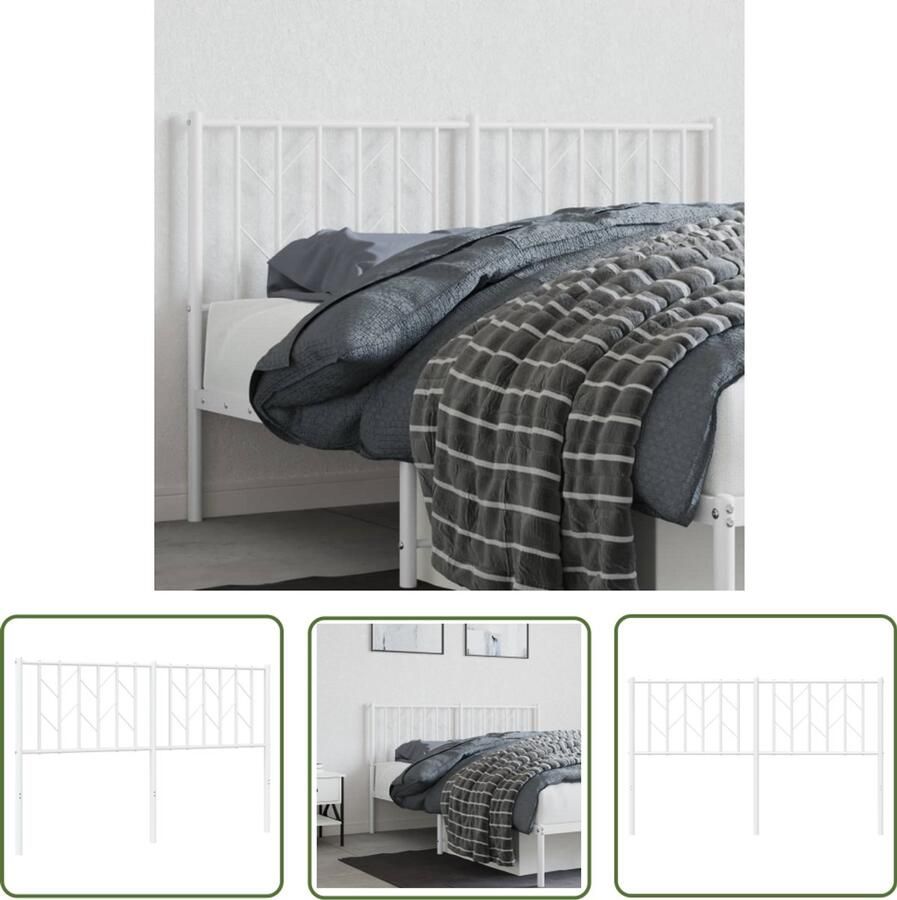 The Living Store Hoofdbord 140 cm metaal wit Hoofd Bord Hoofdbord Beddecoratie Slaapkamermeubilair Staal Hoofdbord