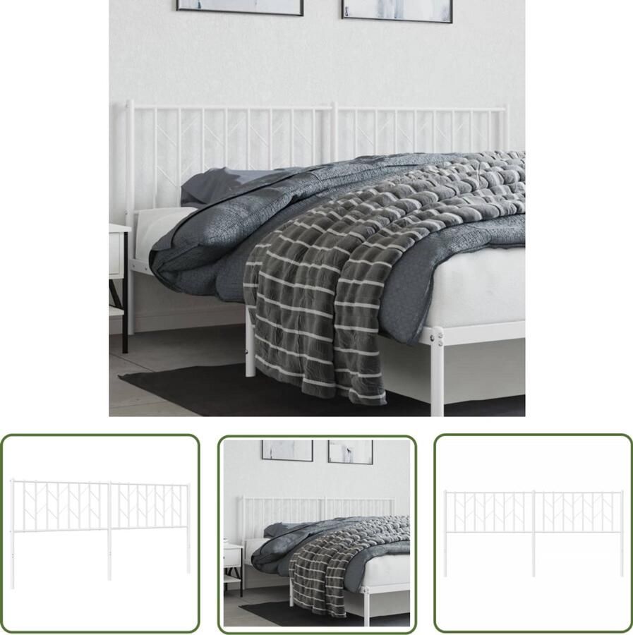 The Living Store Hoofdbord 180 cm metaal wit Hoofd Bord Hoofdbord Beddecoratie Slaapkamer Decoratie Staal Hoofdbord