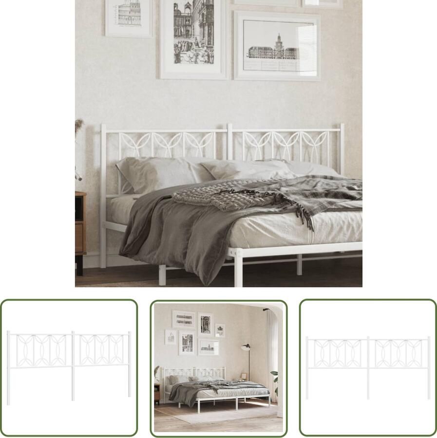 The Living Store Hoofdbord Staal 187 x 90 cm Wit Hoofd Bord Hoofdbord Bedding Slaapkamer Decoratie Staal Hoofdbord