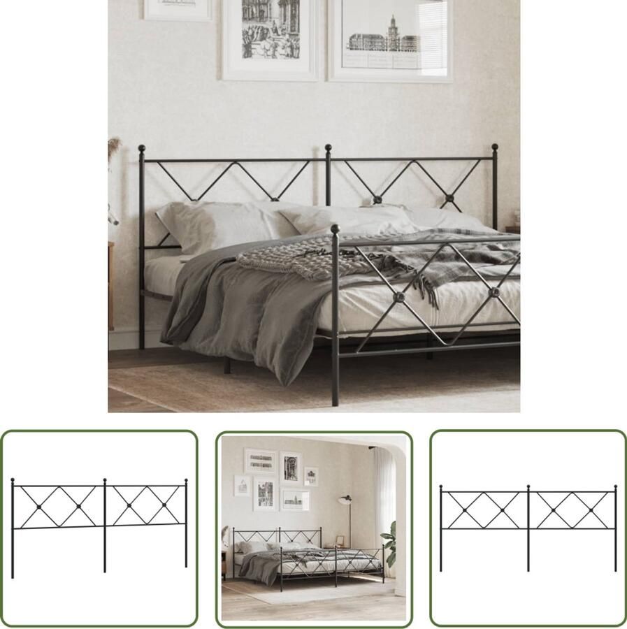 VidaXL Hoofdbord Hoofd Bord Hoofdbord 180 cm metaal zwart Slaap Kamer Slaapkamer Decoratie Design Hoofdbord