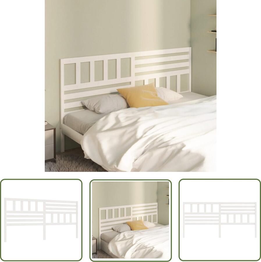 The Living Store Houten Hoofdeinde Grenenhout Wit 186 x 4 x 100 cm Klassiek Hoofd Bord Hoofdbord Grenenhout Hout Wit