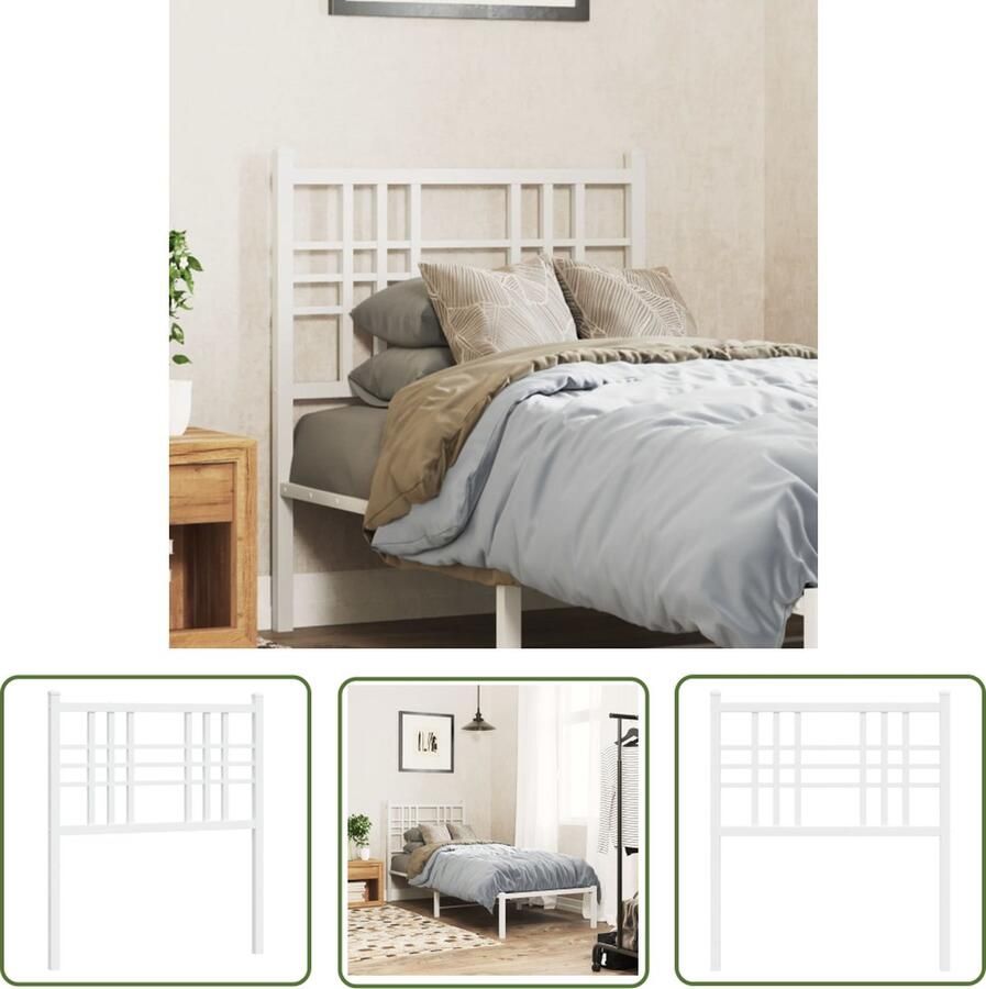 The Living Store Hoofdbord Bedmeubilair 79.5 x 3 x 90 cm Robuuste metalen constructie Hoofd Bord Hoofdbord Beddecoratie Slaapkamers Metalen Hoofdbord
