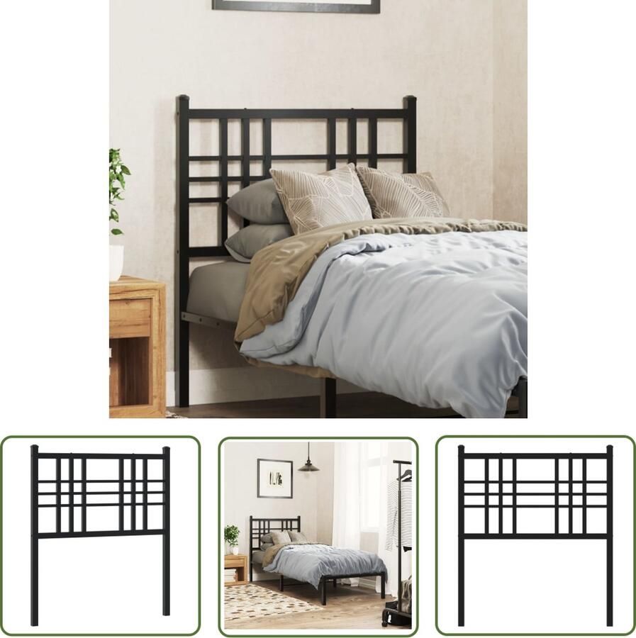 The Living Store Hoofdbord Zwarte Stalen 79.5 x 90 cm Robuuste Metalen Constructie Hoofd Bord Hoofdbord Bedding Slaapkamers Zwarte Meubels