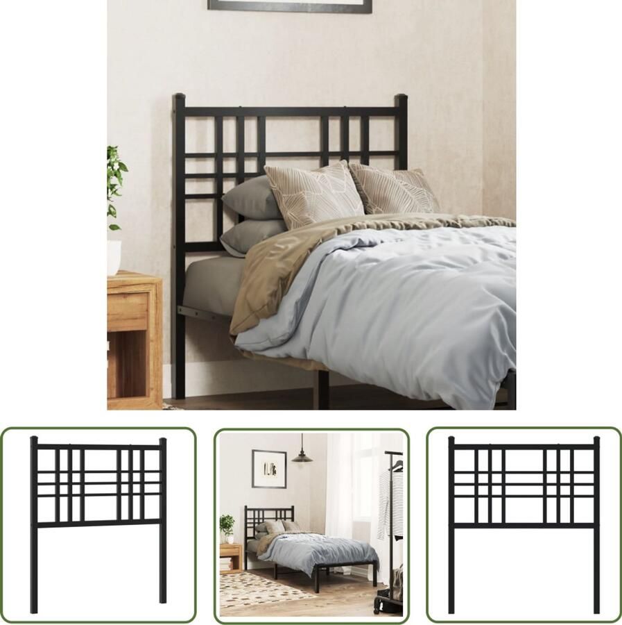 The Living Store Hoofdbord Stalen Bedframe 84.5 x 3 x 90 cm Zwart Hoofd Bord Hoofdbord Bed Frame Bed Slaap Kamer