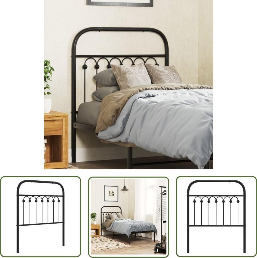 The Living Store Klassiek Hoofdbord Staal 85 x 100 cm Zwart Hoofd Bord Hoofdbord Bedding Slaapkamers Staal