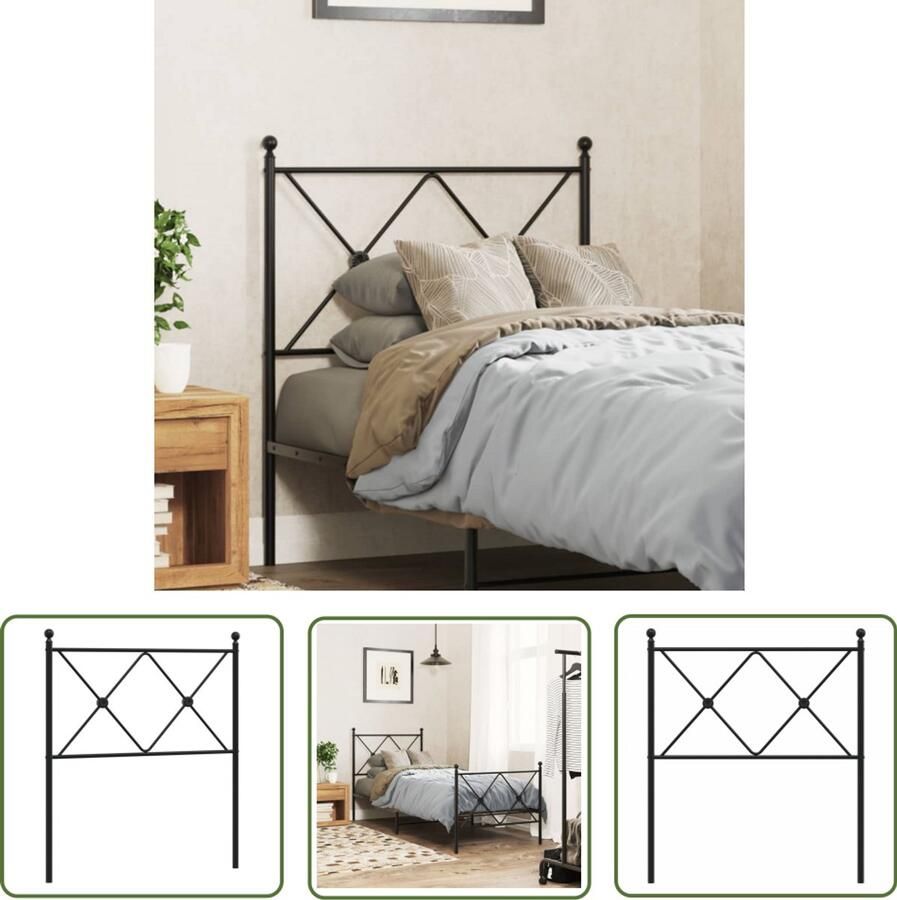 The Living Store Hoofdbord 80 cm metaal zwart Hoofd Bord Hoofdbord Zwarte Hoofdbord Staal Hoofdbord 80cm