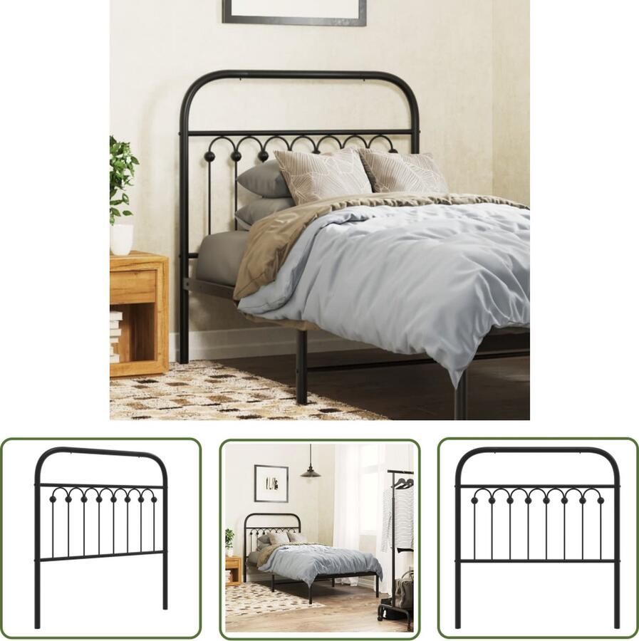 The Living Store Hoofdbord Staal 95 x 100 cm Zwarte Kleur Hoofd Bord Hoofdbord Bed Hoofdbord Hoofdboard Staal Hoofdbord