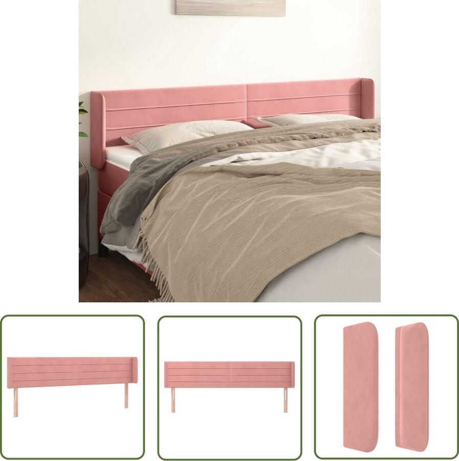 The Living Store Hoofdbord Fluwelen Stof Stevige Poten Verstelbare Hoogte Comfortabele Ondersteuning Roze 183x16x78 88 cm Hoofd Bord Hoofdbord Beddecoratie Velvet Roze