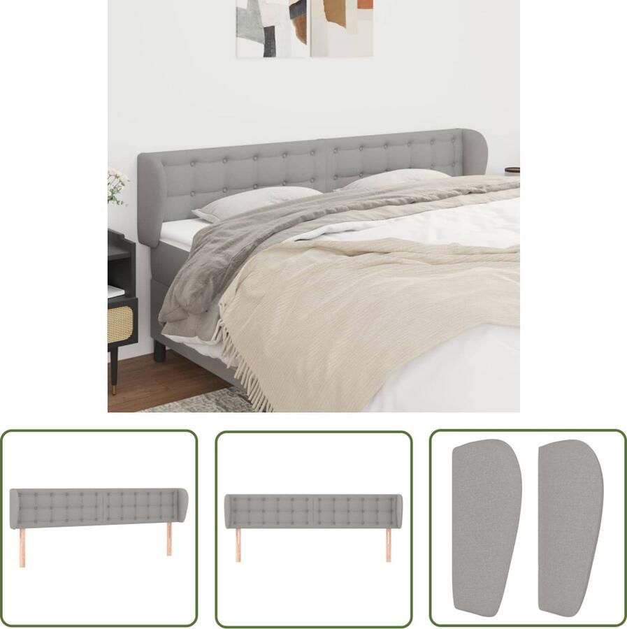 The Living Store Hoofdbord Hoofdeind en rand Lichtgrijs 183x23x78 88 Duurzaam en comfortabel hoofdbord Hoofd Bord Hoofdbord Beddecoratie Slaapkamers Grijs