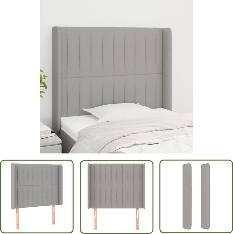 The Living Store Hoofdeind 83x16x118 128 cm Duurzaam stof Ademend Houten poten Verstelbare hoogte Comfortabele ondersteuning Hoofd Bord Hoofdbord Beddecoratie Slaapkamers Comfortabel