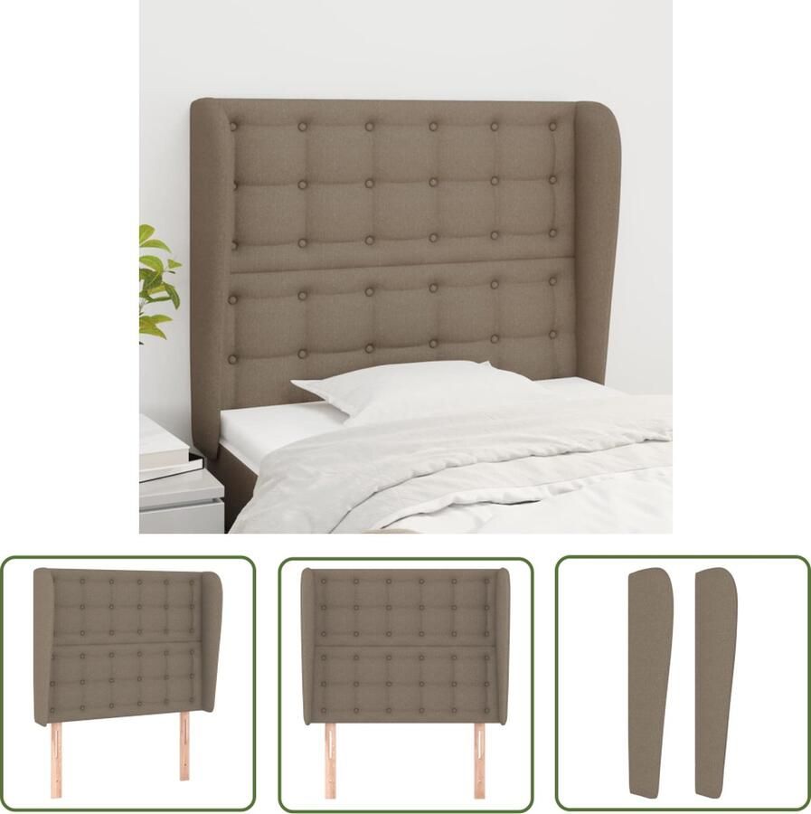 The Living Store Hoofdbord Hoofdeind en rand Taupe 83 x 23 x 118 128 cm Duurzaam materiaal Hoofd Bord Hoofdbord Beddecoratie Slaapkamers Taupecleur