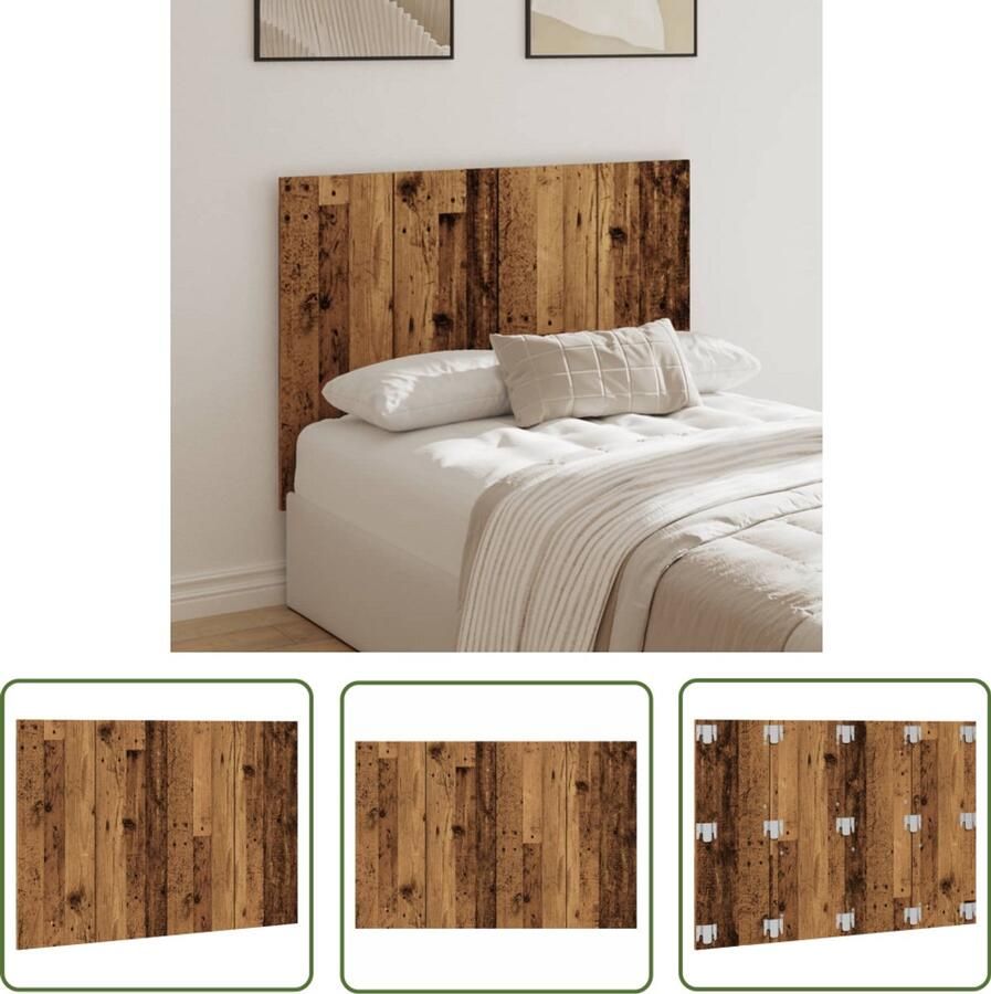 VidaXL Hoofdbord Hoofd Bord Hoofdeinde 120x1 5x80 cm bewerkt hout oud houtkleurig Houten Hoofdbord Vintage Hoofdbord Klassieke Hoofdbord