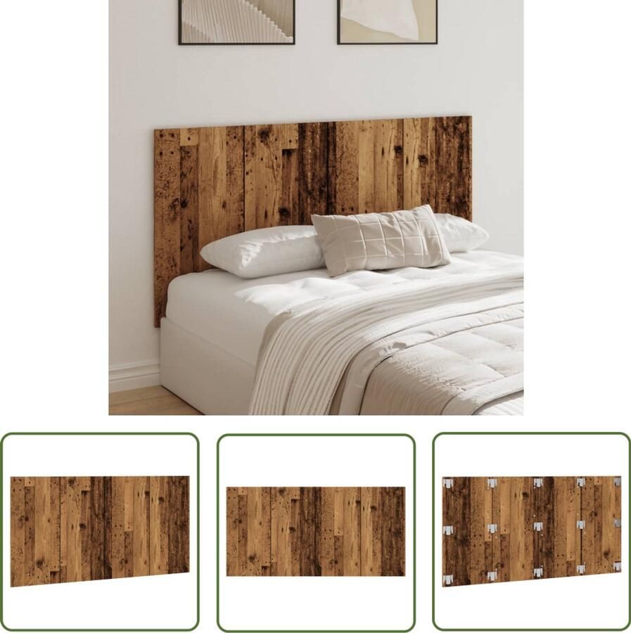 VidaXL Hoofdbord Hoofd Bord Hoofdeinde 160x1 5x80 cm bewerkt hout oud houtkleurig Houten Hoofdbord Vintage Hoofdbord Klassieke Hoofdbord